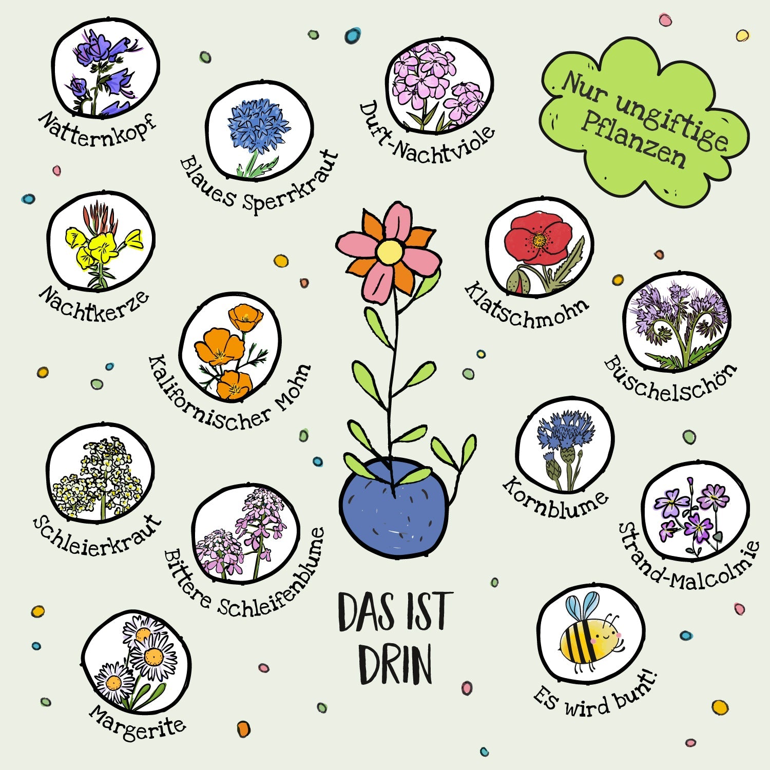 10x5 Blumenmurmeln im Tütchen – Danke