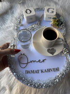 Damat Kahve Tepsi - Coffee Tray Set for Groom, Coffee Ceremony & Wedding, Turkish Wedding Decor, Wedding Gift, Bridal Decor