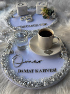 Damat Kahve Tepsi - Coffee Tray Set for Groom, Coffee Ceremony & Wedding, Turkish Wedding Decor, Wedding Gift, Bridal Decor