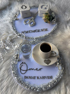 Damat Kahve Tepsi - Coffee Tray Set for Groom, Coffee Ceremony & Wedding, Turkish Wedding Decor, Wedding Gift, Bridal Decor