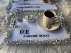 Damat Kahvesi Tepsi | Coffee Tray Set for Groom for Coffee Ceremony & Wedding - Handmade Acrylic Tray Decor, Ring Tray