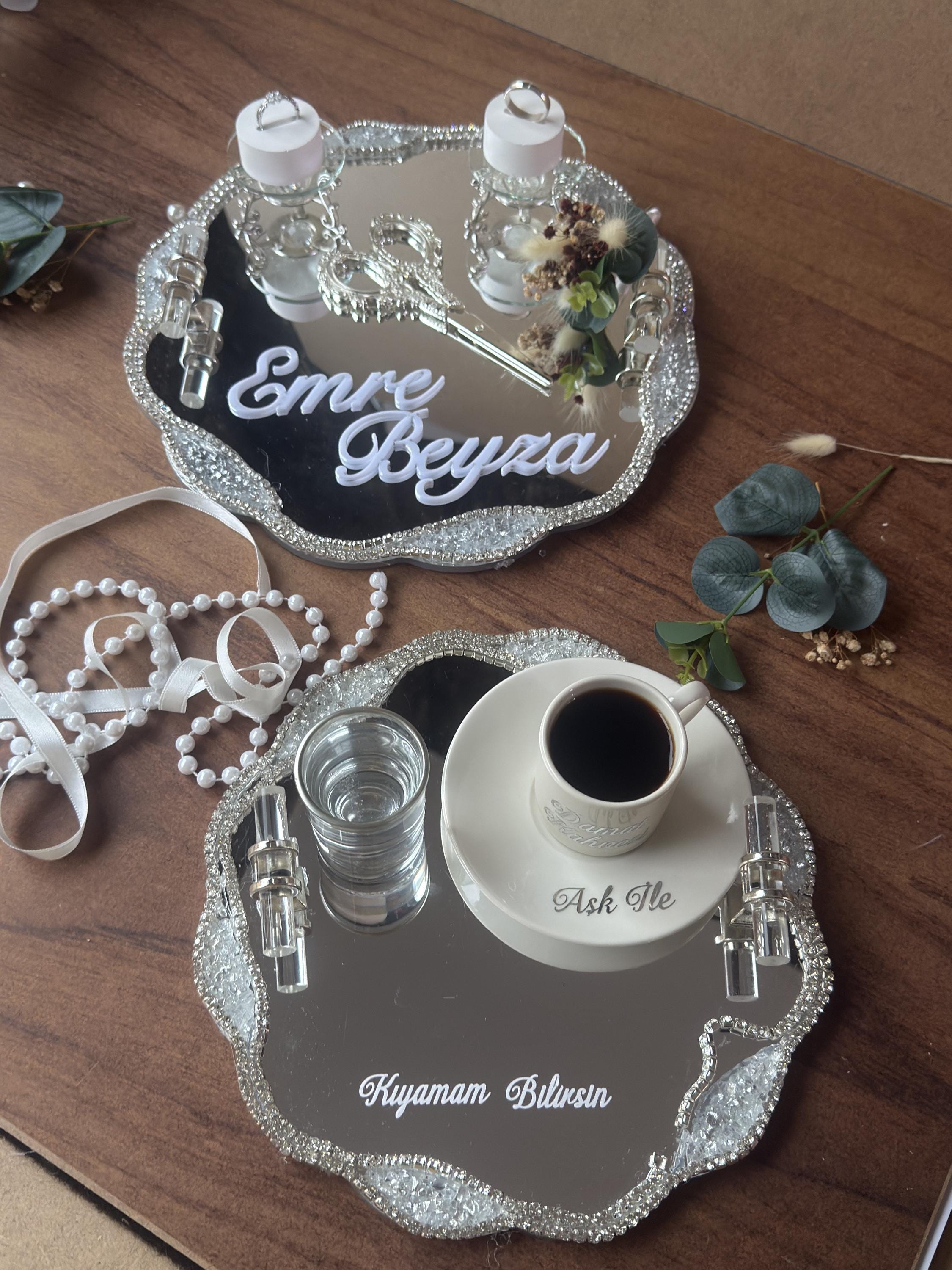 Damat Kahvesi Tepsi | Damat Kahvesi Tepsi and Ring Tray for Damat Kahvesi & Wedding - Wedding Ceremony Decor, Coffee Tray