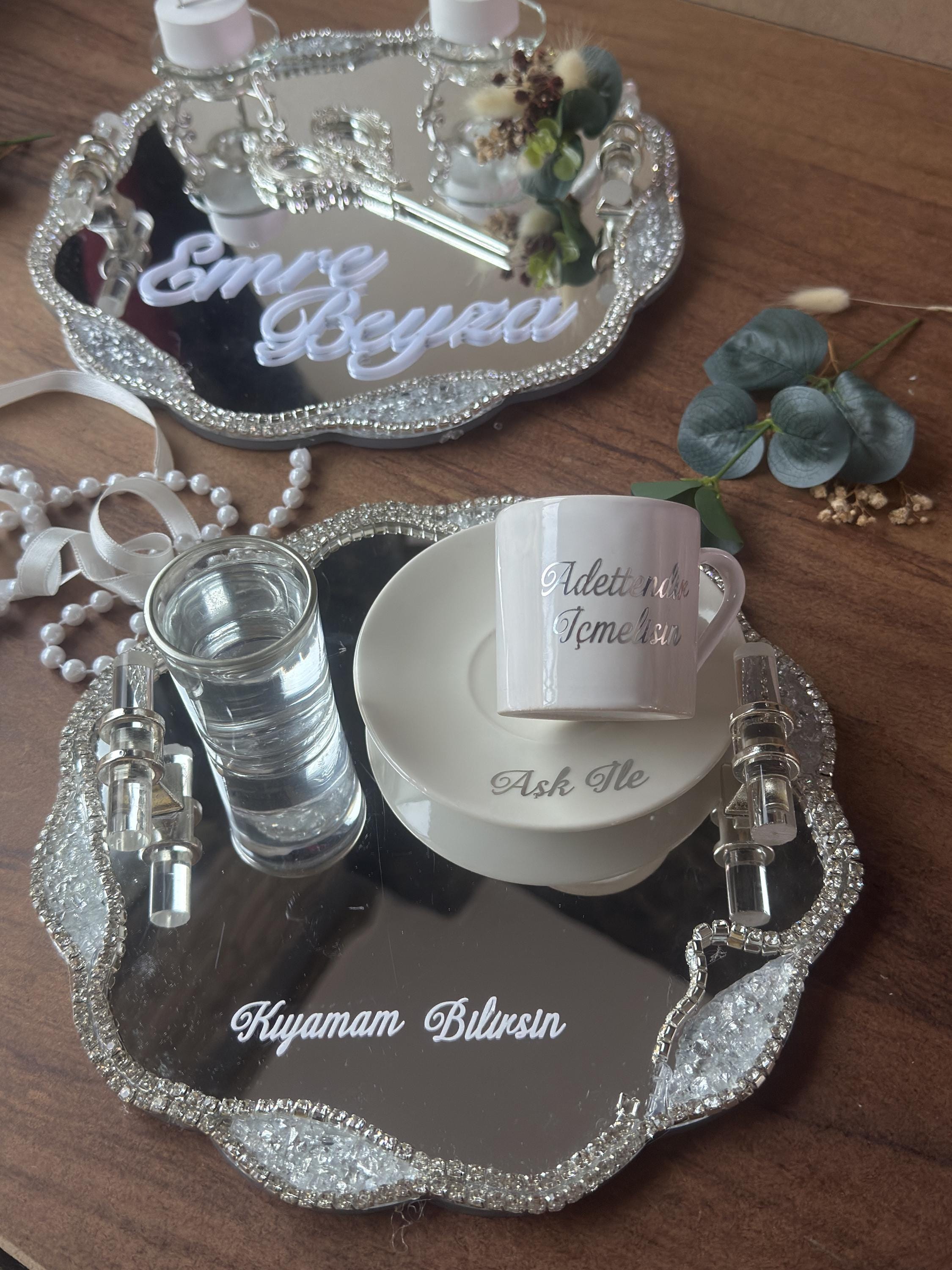 Damat Kahvesi Tepsi | Damat Kahvesi Tepsi and Ring Tray for Damat Kahvesi & Wedding - Wedding Ceremony Decor, Coffee Tray
