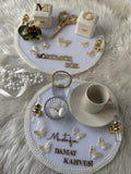 Damat Kahvesi Tray - Coffee Tray Set for Groom, Coffee Ceremony & Wedding, Handmade Acrylic Tray Decor, Nikkah, Söz Nişan