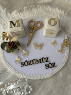 Damat Kahvesi Tray - Coffee Tray Set for Groom, Coffee Ceremony & Wedding, Handmade Acrylic Tray Decor, Nikkah, Söz Nişan