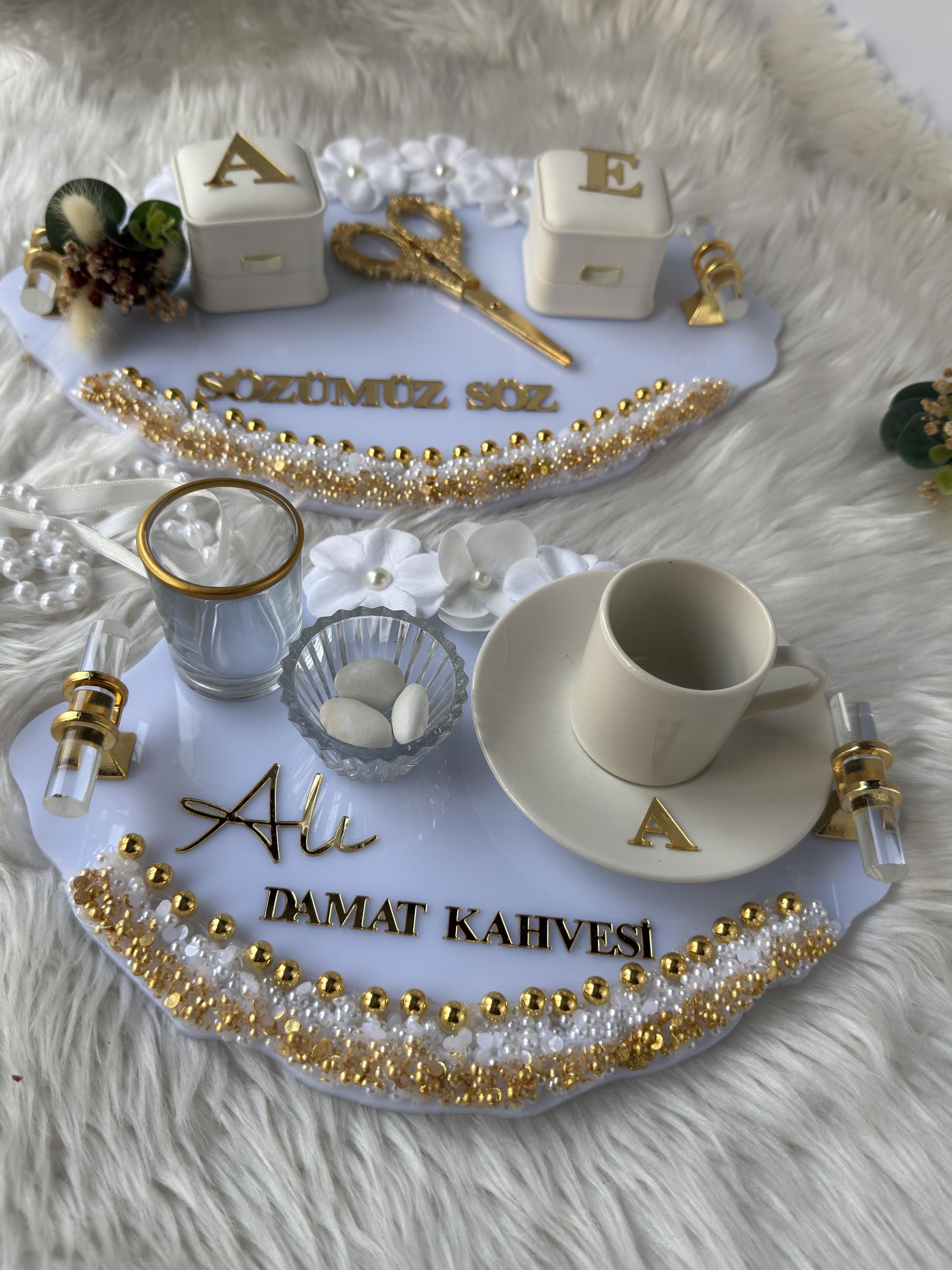 Engagement Ring Tray | Engagement Ring Tray Set for Nikkah, Engagement, Wedding - Handmade Acrylic Wedding Decor
