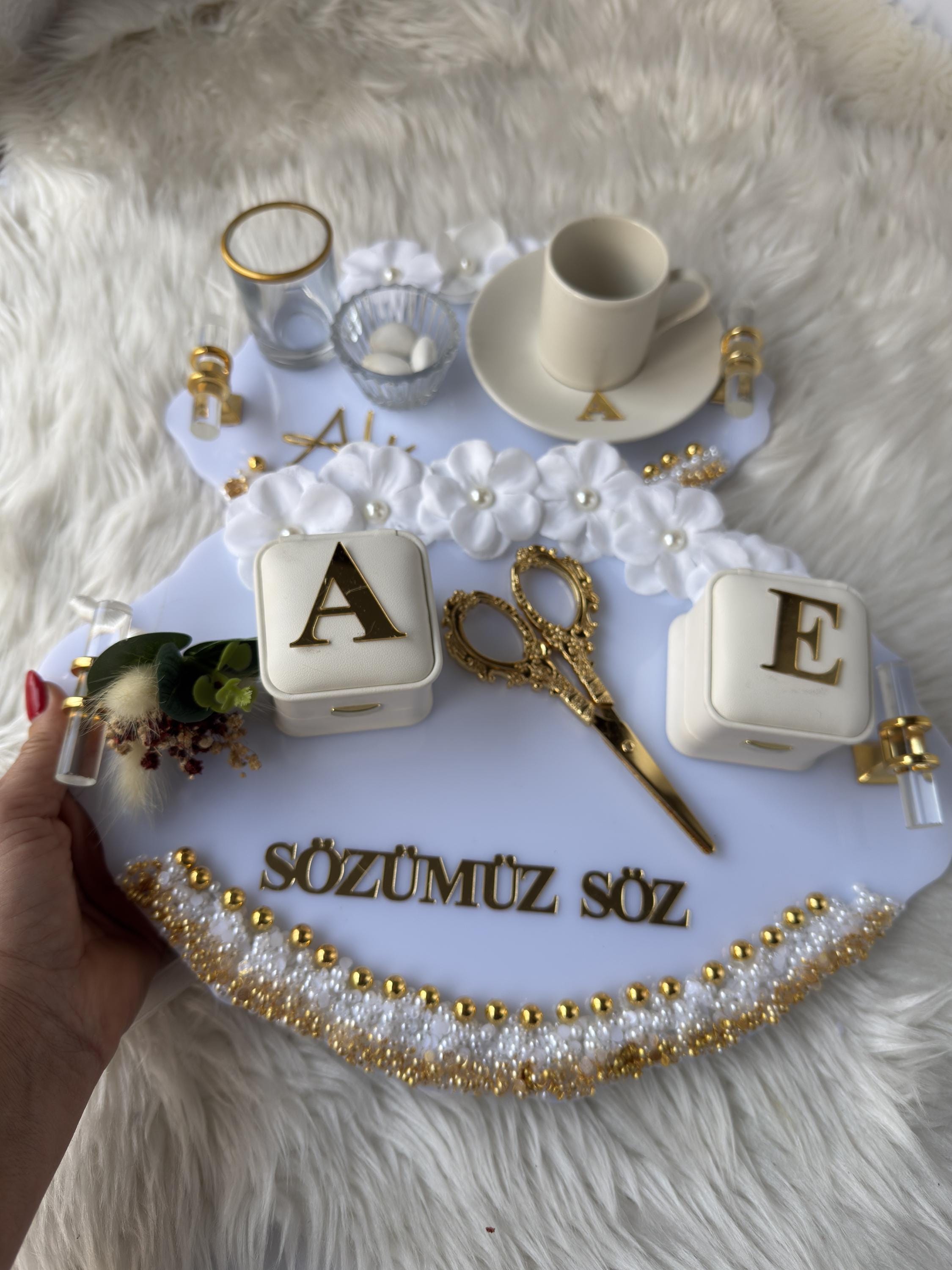 Engagement Ring Tray | Engagement Ring Tray Set for Nikkah, Engagement, Wedding - Handmade Acrylic Wedding Decor