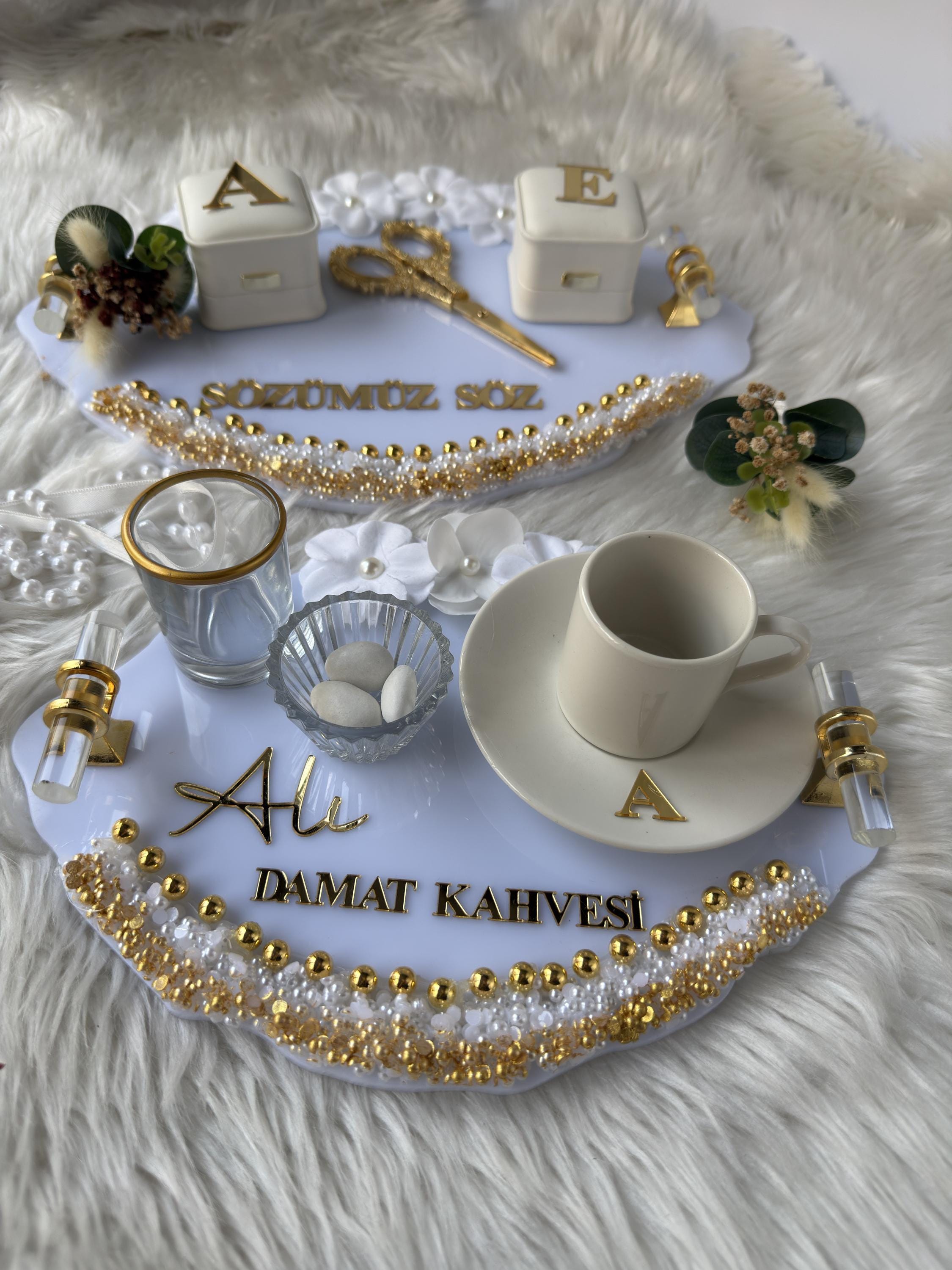 Engagement Ring Tray | Engagement Ring Tray Set for Nikkah, Engagement, Wedding - Handmade Acrylic Wedding Decor