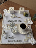 Groom Coffee Tray Set - Coffee Tray Set for Groom, Coffee Ceremony & Wedding, Handmade Acrylic Tray Decor, Engagement Decor