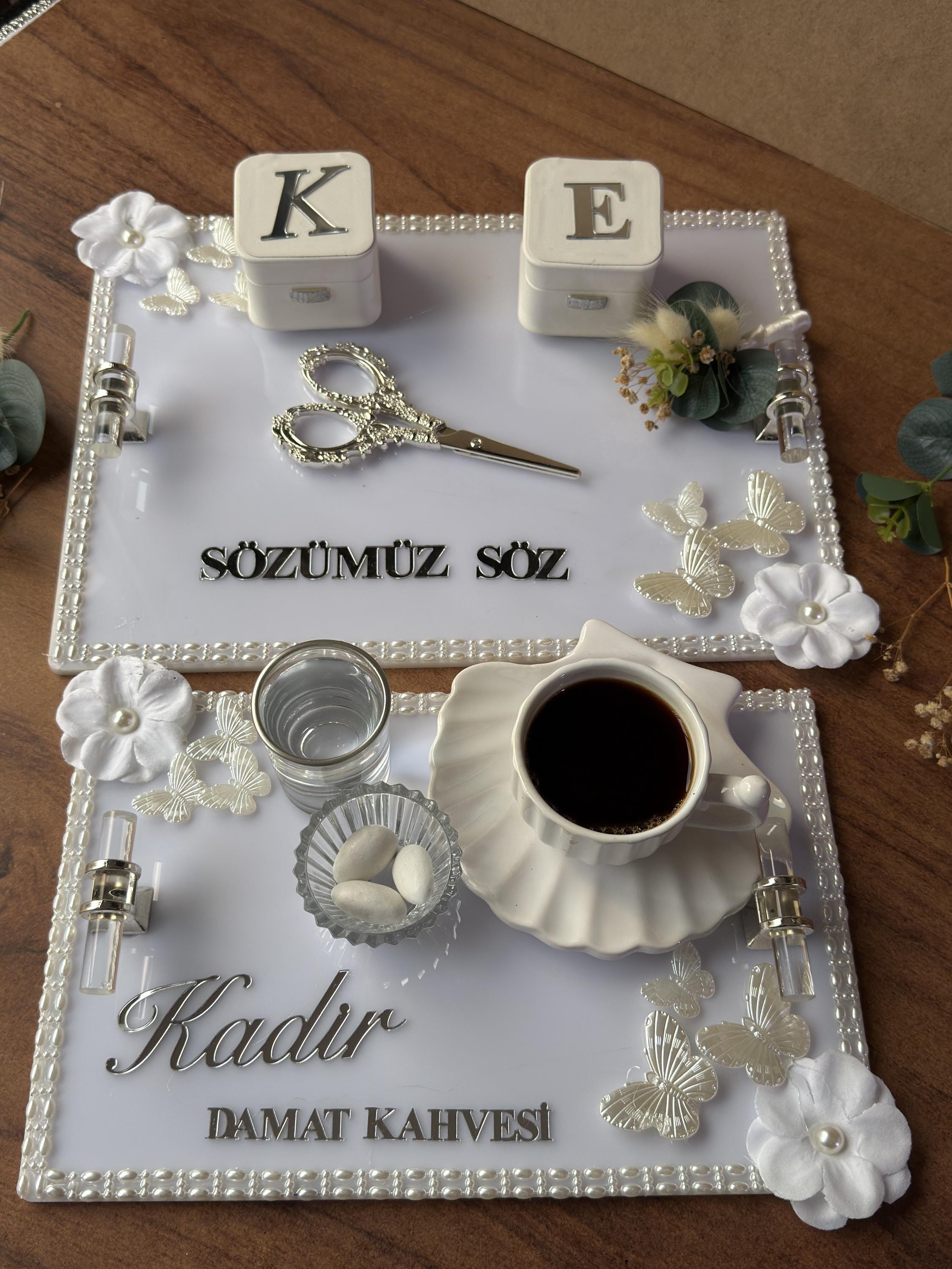Groom Coffee Tray Set - Coffee Tray Set for Groom, Coffee Ceremony & Wedding, Handmade Acrylic Tray Decor, Engagement Decor