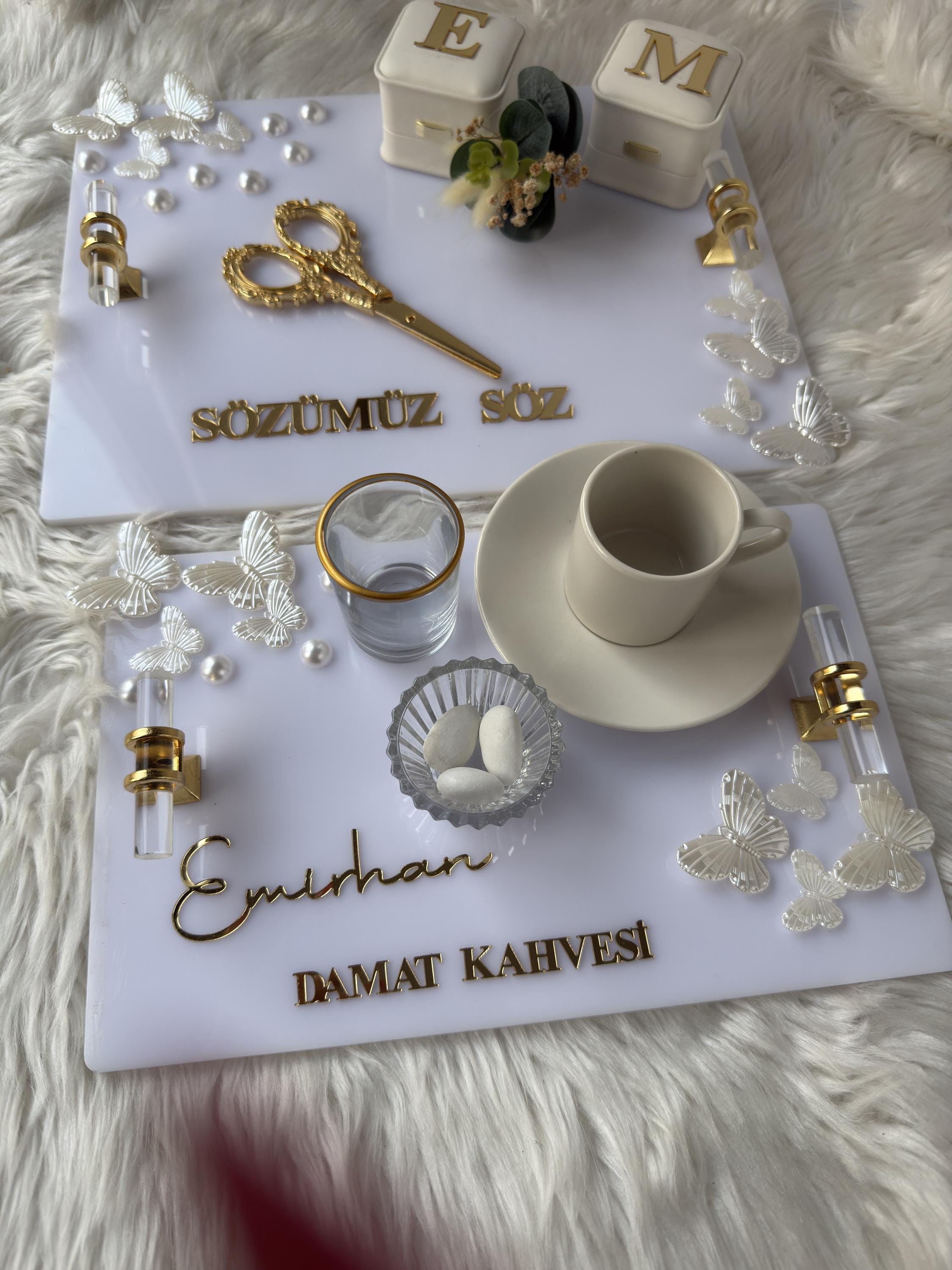 Groom Coffee Tray Set | Coffee Tray Set for Groom for Coffee Ceremony & Wedding - Turkish Wedding Decor, Engagement Decor