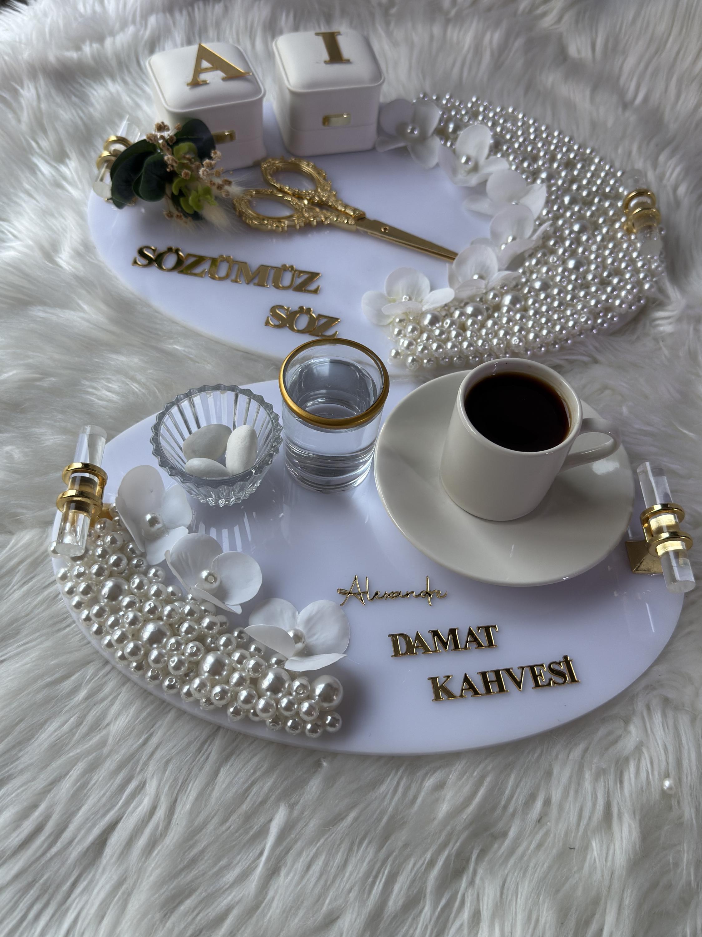 Kız İsteme Tepsi | Ring Tray & Coffee Tepsi for İsteme Söz Nişan - Bridal Ceremony Decor, Wedding Gift, Bridal Decor