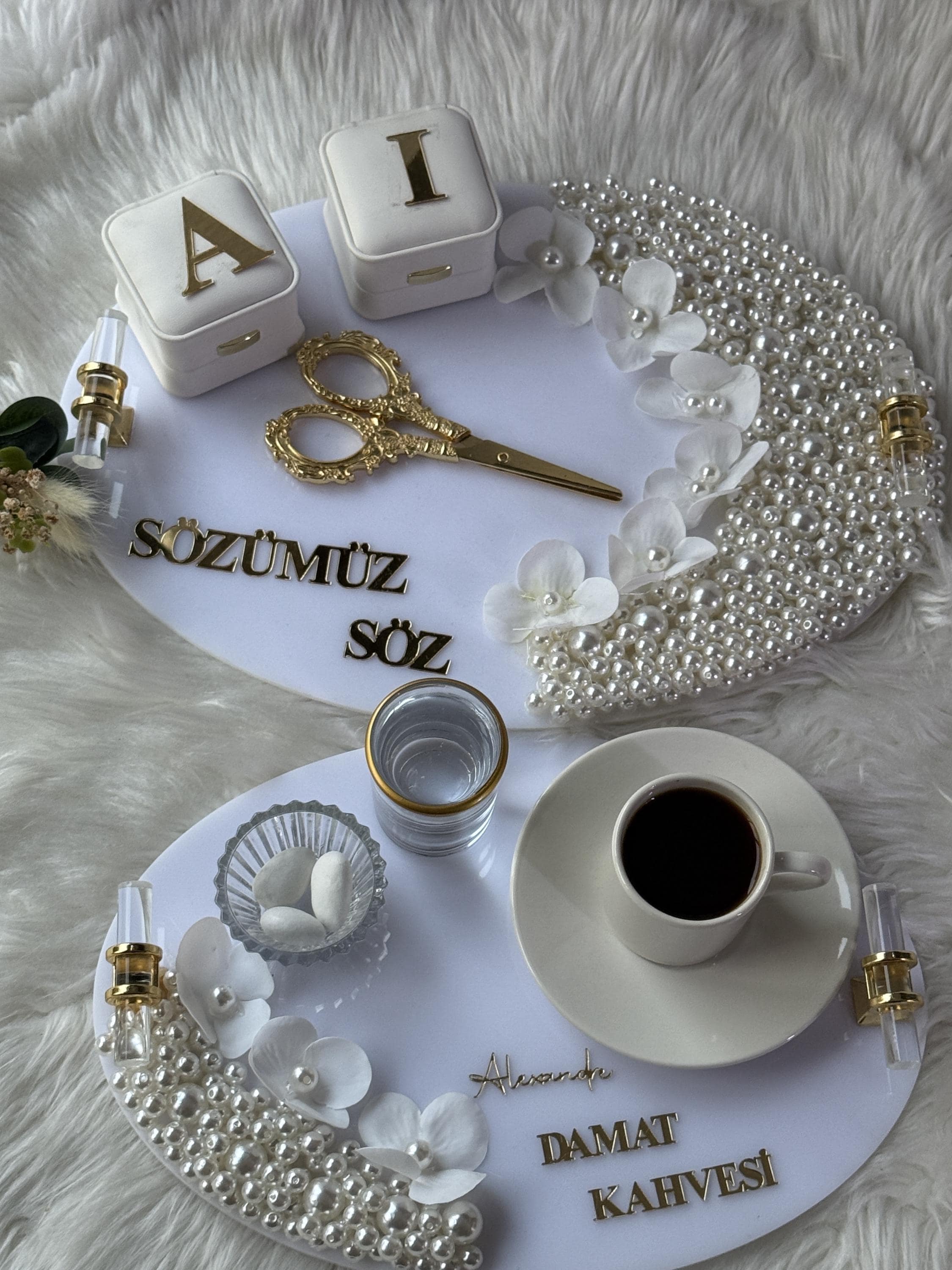 Kız İsteme Tepsi | Ring Tray & Coffee Tepsi for İsteme Söz Nişan - Bridal Ceremony Decor, Wedding Gift, Bridal Decor