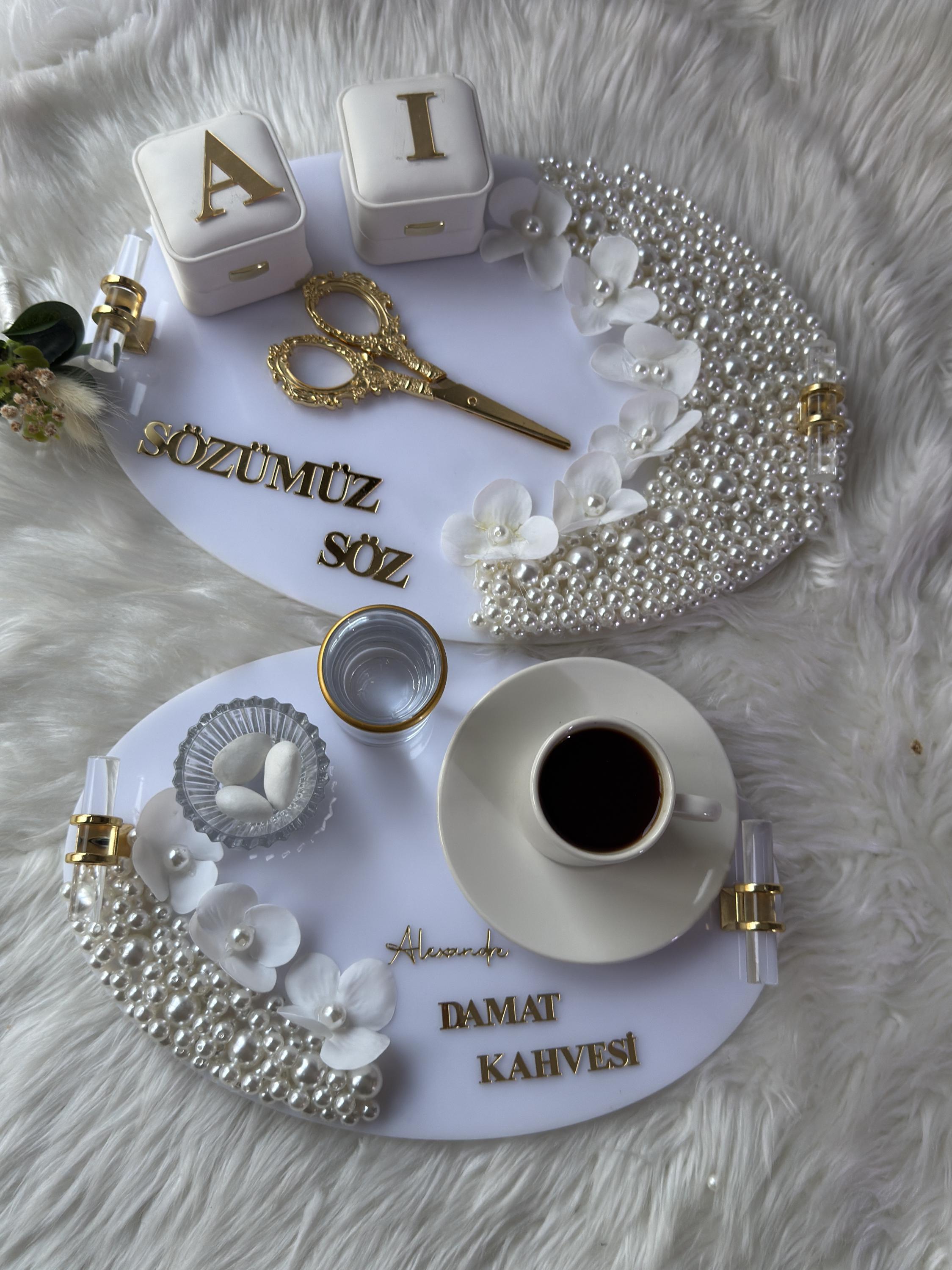 Kız İsteme Tepsi | Ring Tray & Coffee Tepsi for İsteme Söz Nişan - Bridal Ceremony Decor, Wedding Gift, Bridal Decor