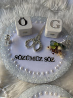 Kiz Isteme Tepsi Set - Ring Tray & Coffee Tepsi, İsteme Söz Nişan, Bridal Ceremony Decor, Nikkah