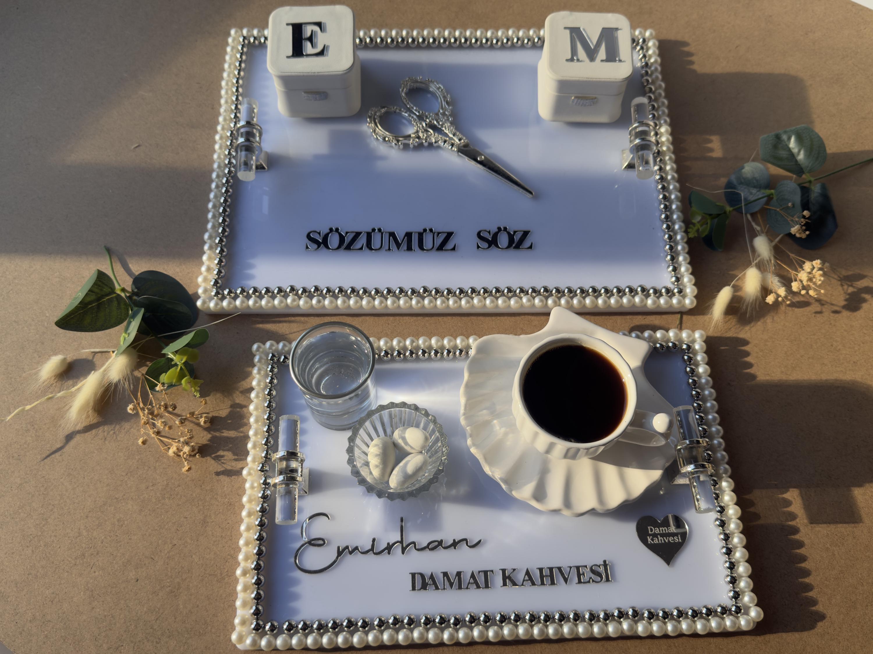 Nişan & Söz Tepsi Set | Söz Tepsi + Nişan Tepsi Set for Nişan Söz Düğün - Personalized Acrylic Gift, Engagement Decor