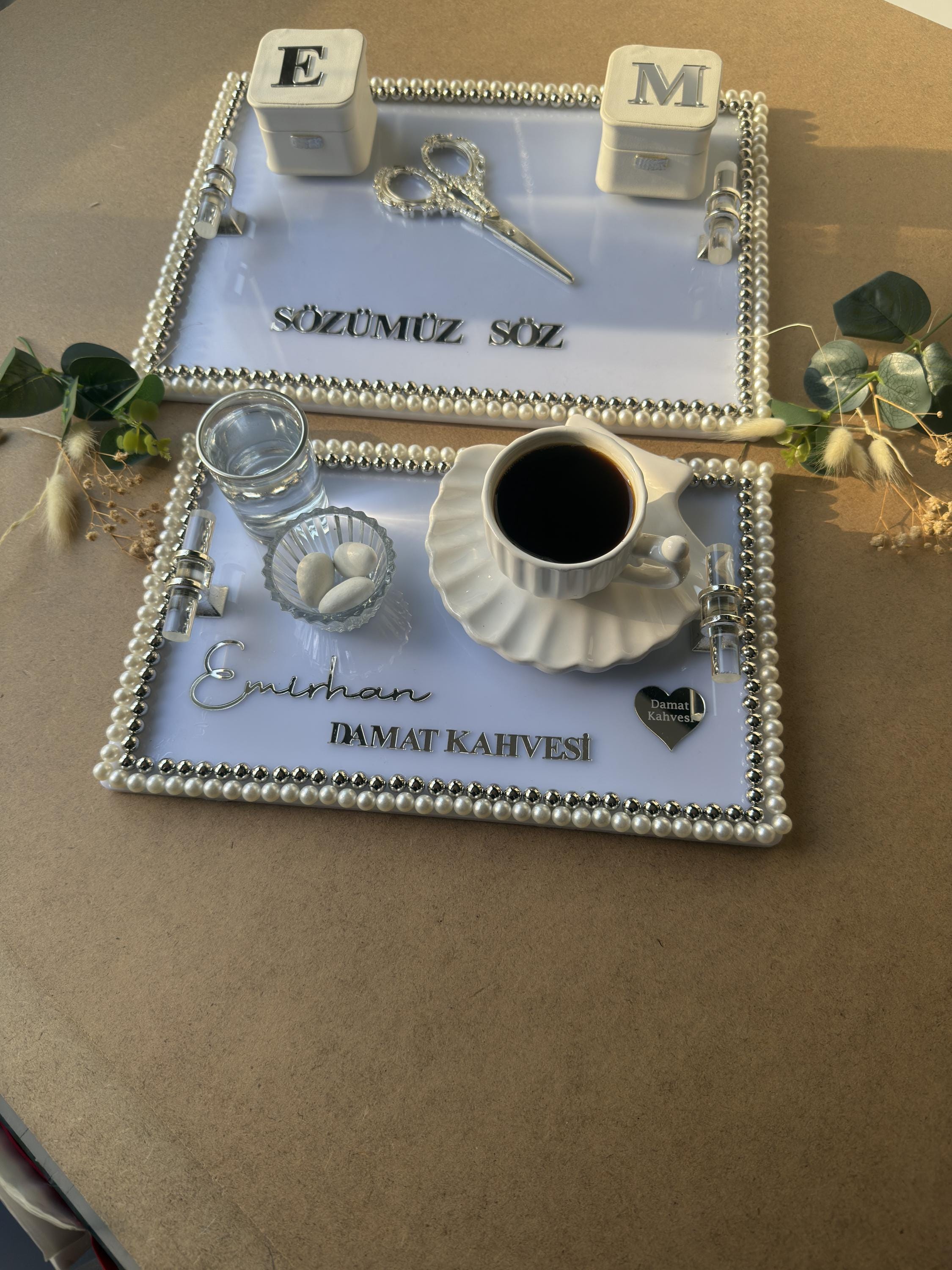 Nişan & Söz Tepsi Set | Söz Tepsi + Nişan Tepsi Set for Nişan Söz Düğün - Personalized Acrylic Gift, Engagement Decor