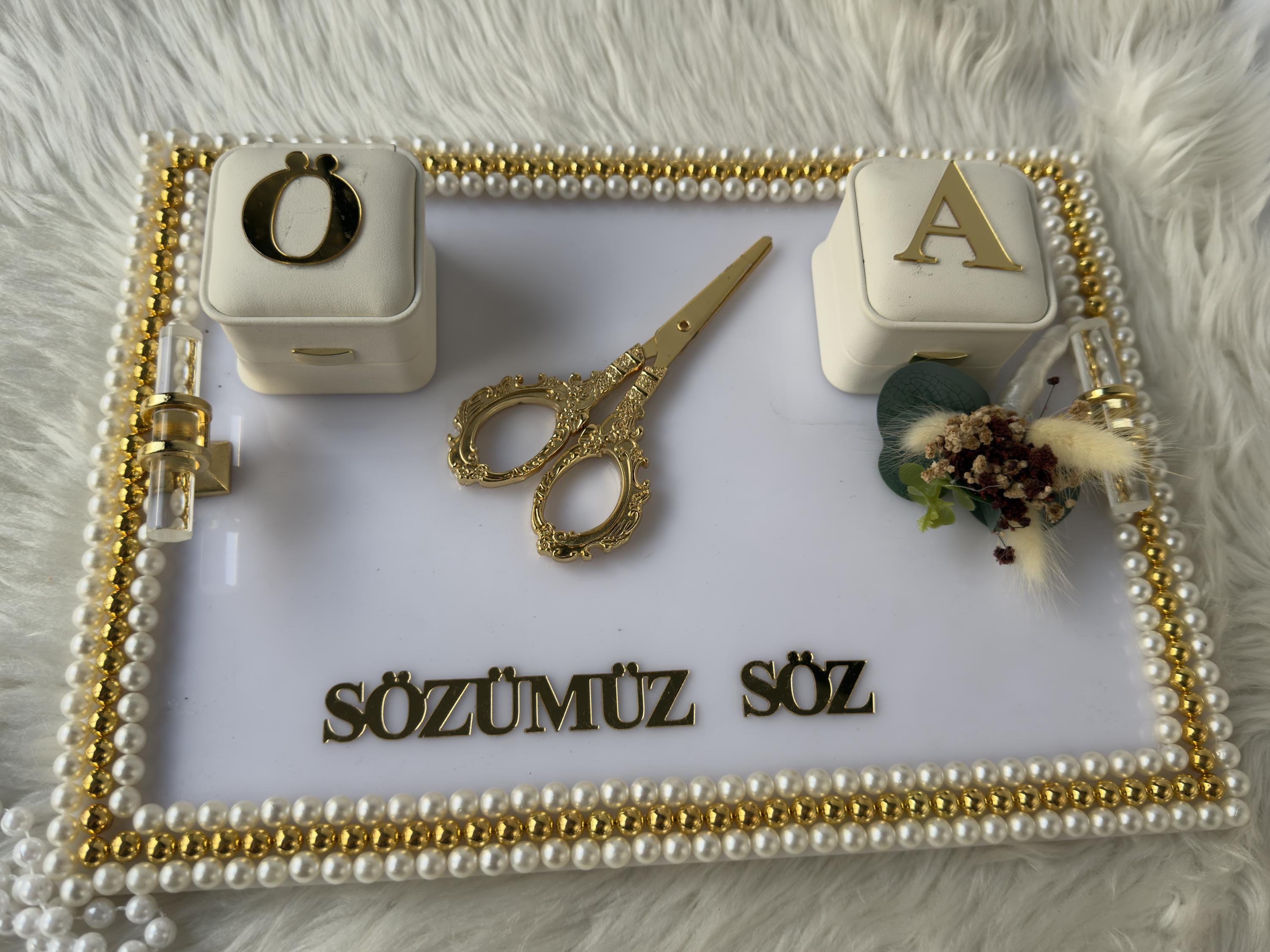 Nişan Tepsisi | Personalized Ring Tray & Coffee Tray for Nişan and Söz - Modern Wedding Tray Decor, Tepsi Seti, Turkish Tray