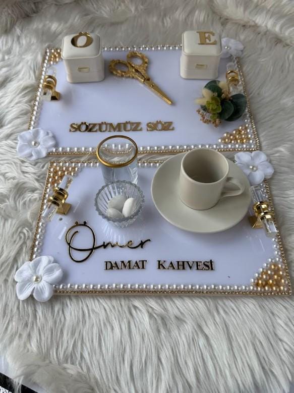 Nişan Tepsisi - Söz Tepsi + Nişan Tepsi Set, Nişan Söz Düğün, Personalized Acrylic Gift, Tepsi Seti, Turkish Tray