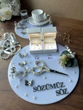 Nişan and Söz Tepsi Set | Personalized Ring Tray & Coffee Tray for Nişan and Söz - Modern Acrylic Ceremony Decor, Engagement Decor