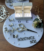 Nişan and Söz Tepsi Set | Personalized Ring Tray & Coffee Tray for Nişan and Söz - Modern Acrylic Ceremony Decor, Engagement Decor