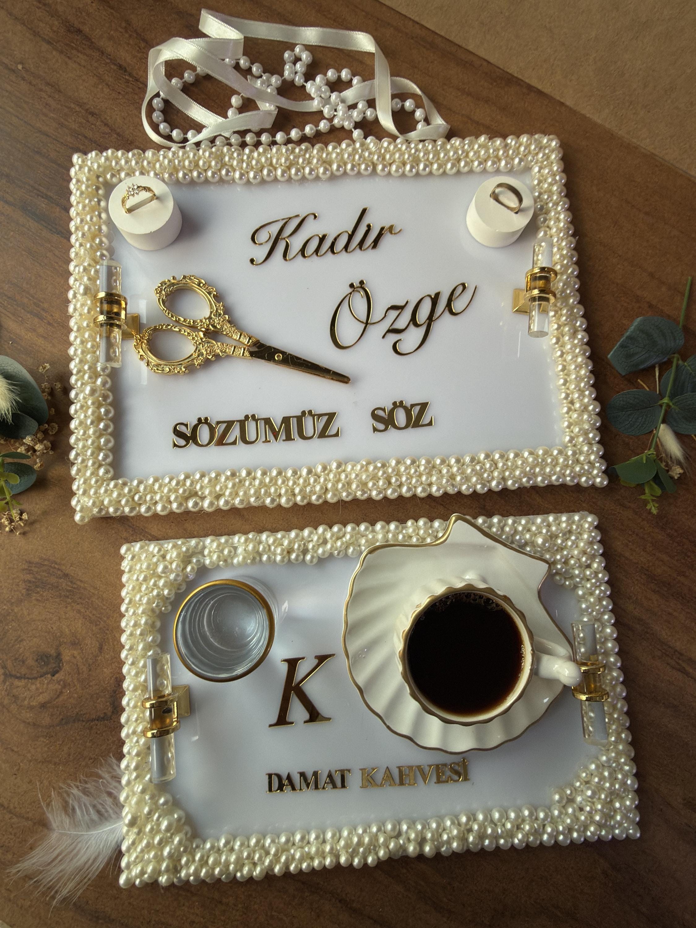 Personalized Kiz Isteme Tepsi: Ring Tray & Coffee Tepsi for İsteme Söz Nişan | Bridal Ceremony Decor, Tepsi Seti