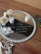 Personalized Mirror Ring Plate - Mirror Ring Plate Set, Nikkah & Engagement, Wedding Ring Holder Decor, Ring Tray