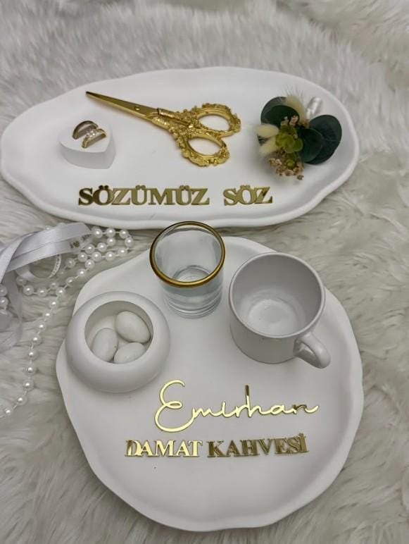 Personalized Nikkah Ring Tray: Engagement Ring Tray Set for Nikkah, Engagement, Wedding | Handmade Acrylic Wedding Decor