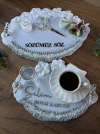 Personalized Söz Tepsi Set: Personalized Nişan Tepsi and Ring Tray for Söz & Nişan | Modern Acrylic Ceremony Decor