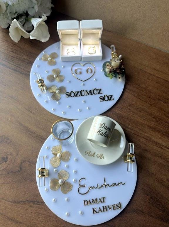 Personalized Wedding Ring Tray: Nikkah Ring Tray Decor for Wedding Ring Ceremony | Handmade Acrylic Tray Decor, Wedding Gift