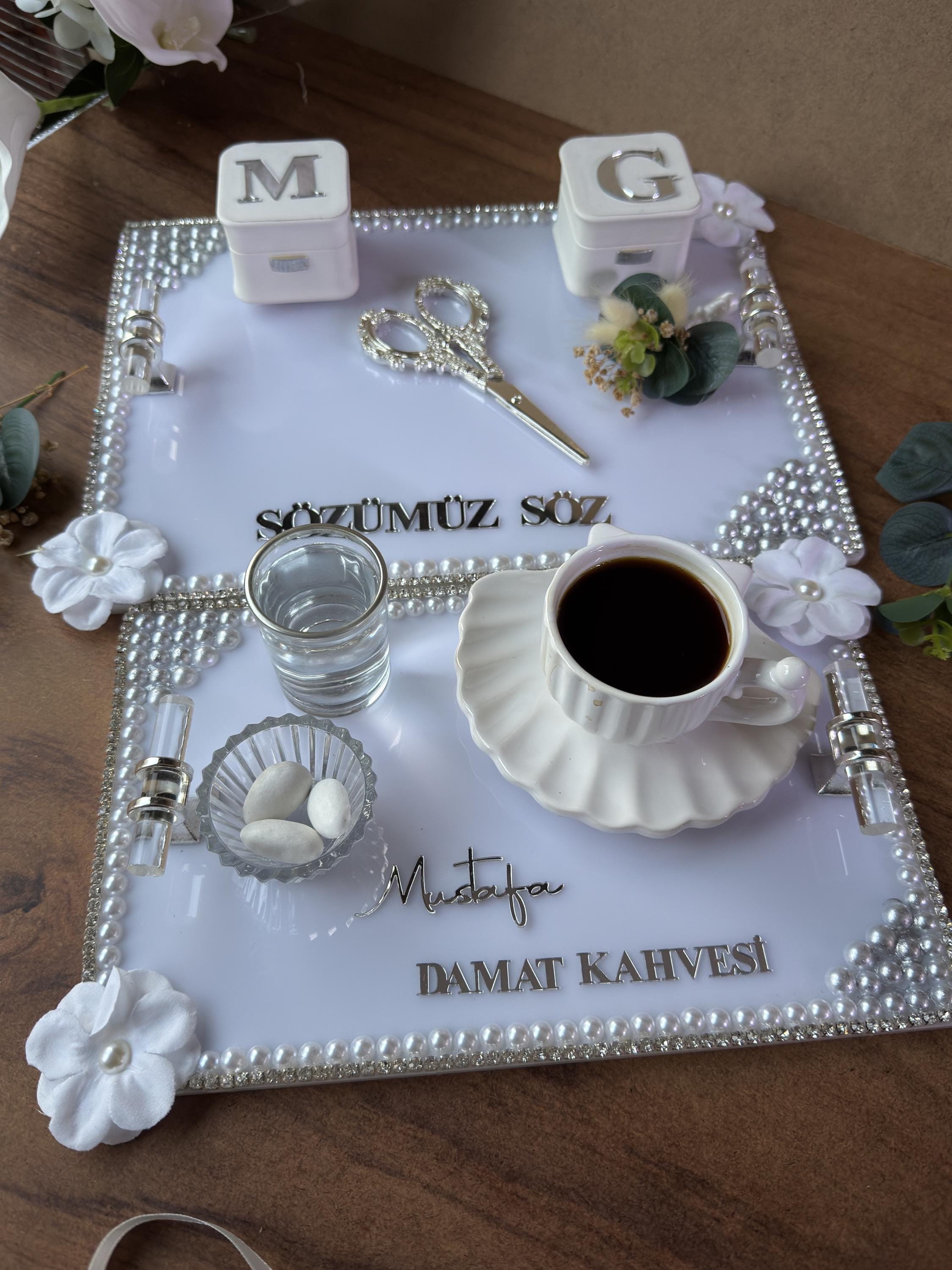 Ring Holder Tray | Engagement Ring Tray Set for Nikkah, Engagement, Wedding - Handmade Acrylic Wedding Decor, Söz Nişan