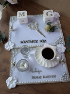 Ring Holder Tray | Engagement Ring Tray Set for Nikkah, Engagement, Wedding - Handmade Acrylic Wedding Decor, Söz Nişan