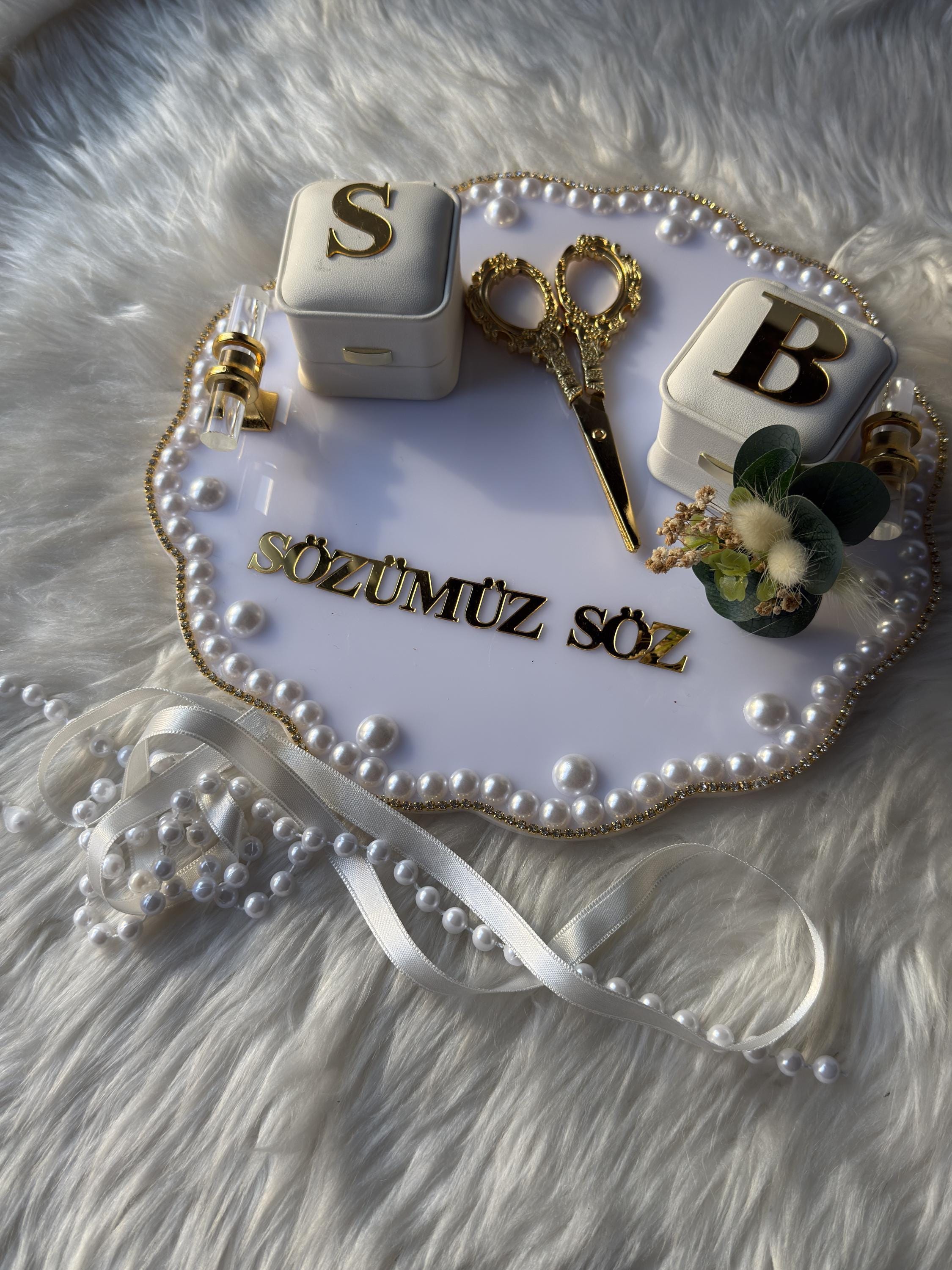 Söz & Nişan Tepsi | Personalized Nişan Tepsi and Ring Tray for Söz and Nişan - Modern Acrylic Ceremony Decor, Nikkah