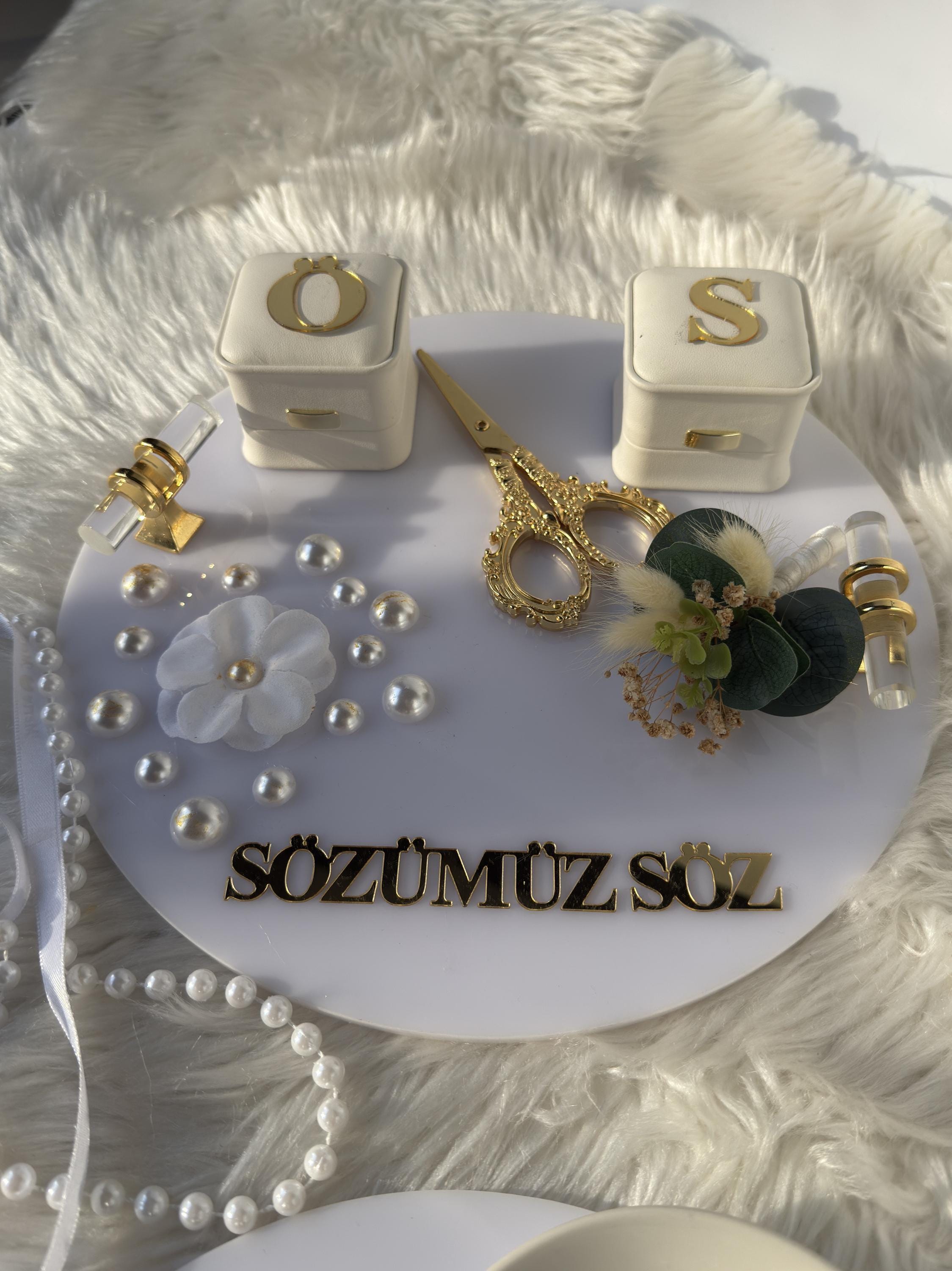 Söz Tepsi - Personalized Nişan Tepsi & Ring Tray, Söz and Nişan, Modern Acrylic Ceremony Decor, Engagement Decor, Wedding Decor
