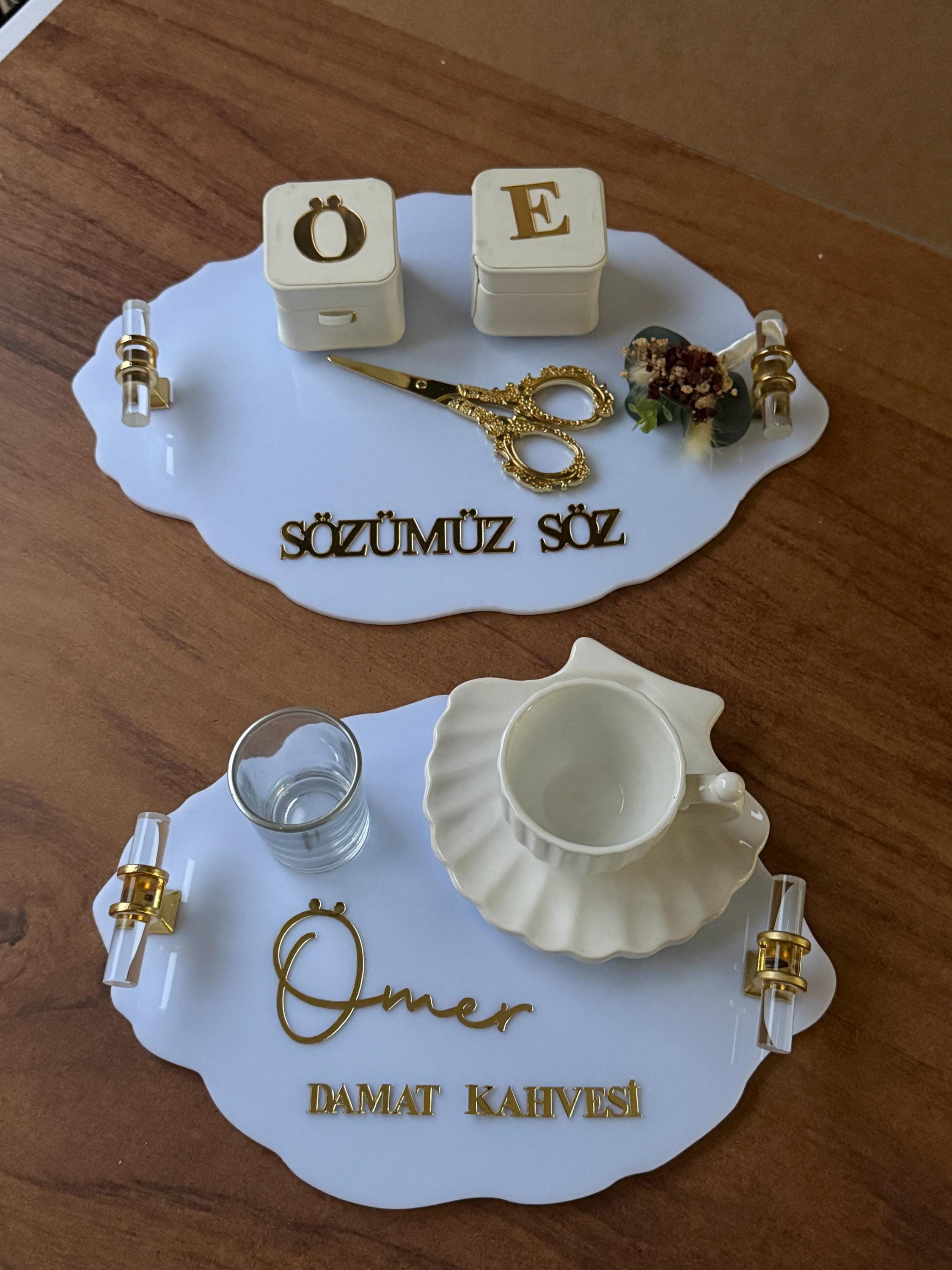 Söz Tepsi Set - Nisan Tepsi + Söz Tepsi Set, Nişan Söz Düğün, Personalized Acrylic Gift, Wedding Gift, Bridal Decor