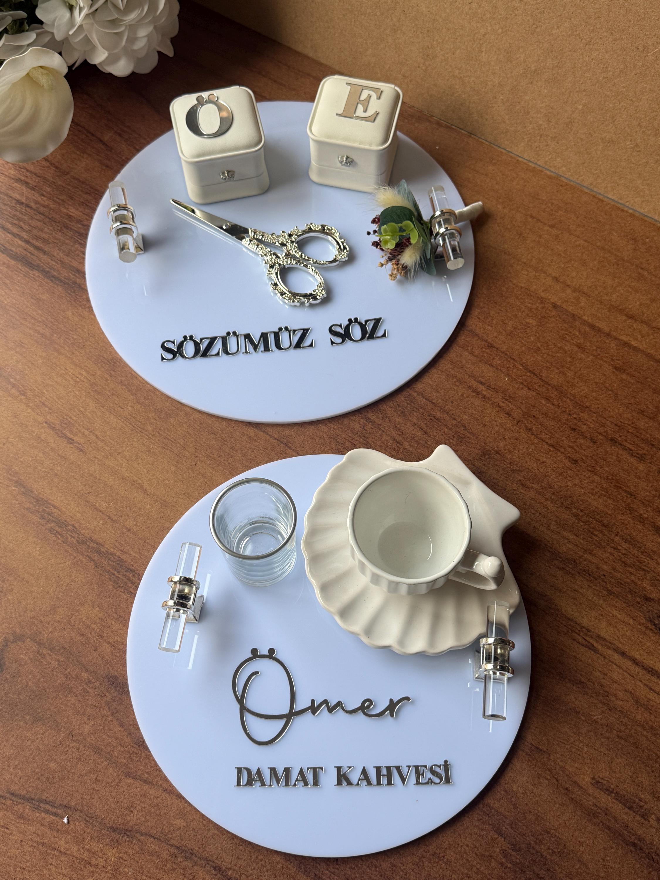 Söz Tepsi Set - Nisan Tepsi + Söz Tepsi Set, Nişan Söz Düğün, Personalized Acrylic Gift, Wedding Gift, Bridal Decor