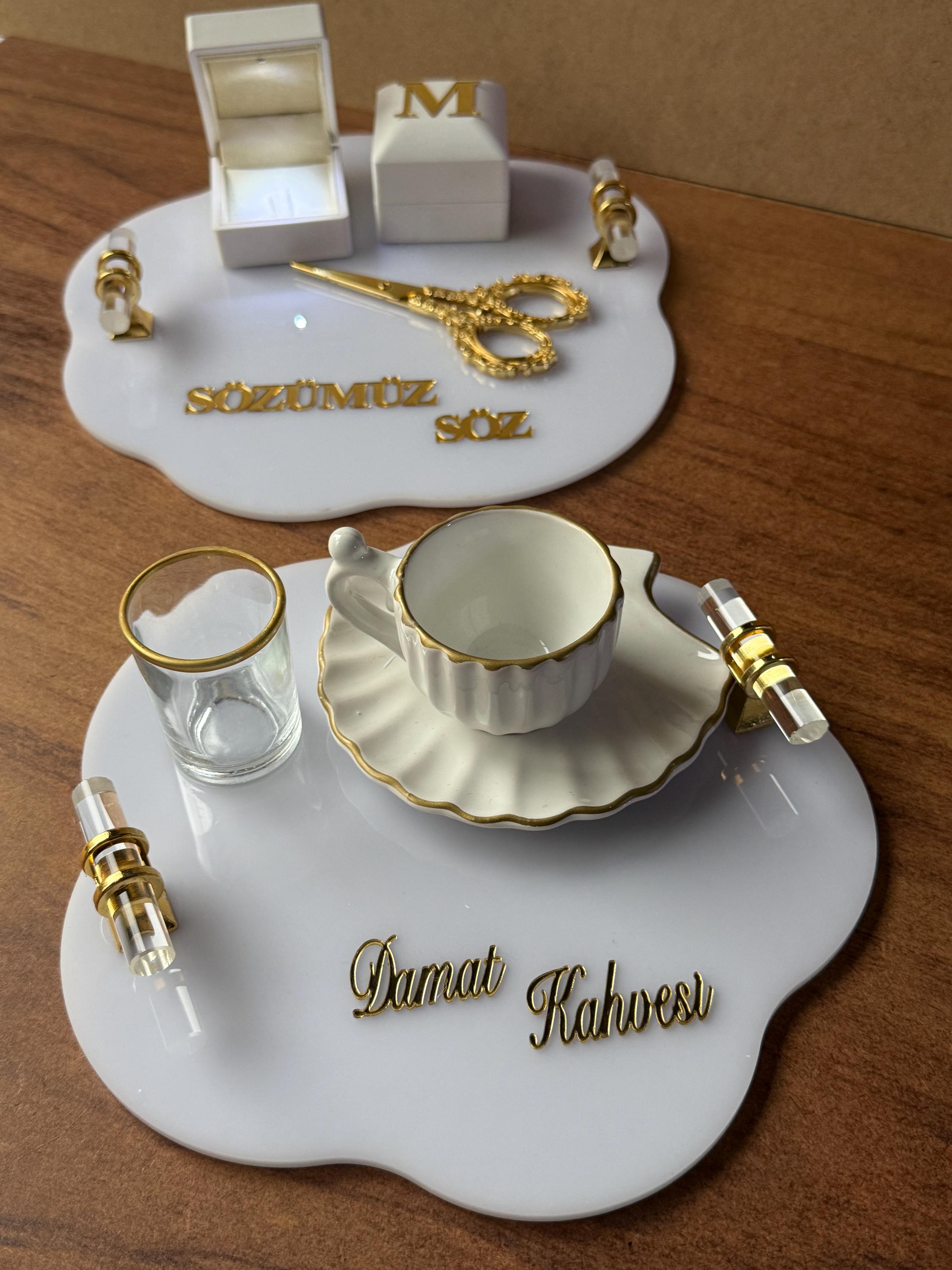 Söz Tepsi Set - Nisan Tepsi + Söz Tepsi Set, Nişan Söz Düğün, Personalized Acrylic Gift, Wedding Gift, Bridal Decor