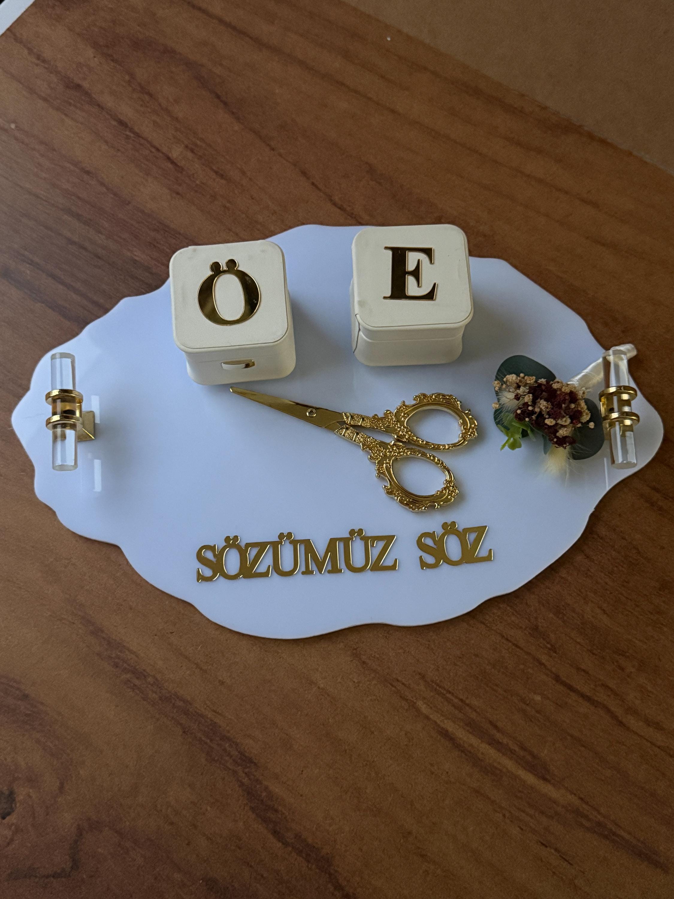 Söz Tepsi Set - Nisan Tepsi + Söz Tepsi Set, Nişan Söz Düğün, Personalized Acrylic Gift, Wedding Gift, Bridal Decor