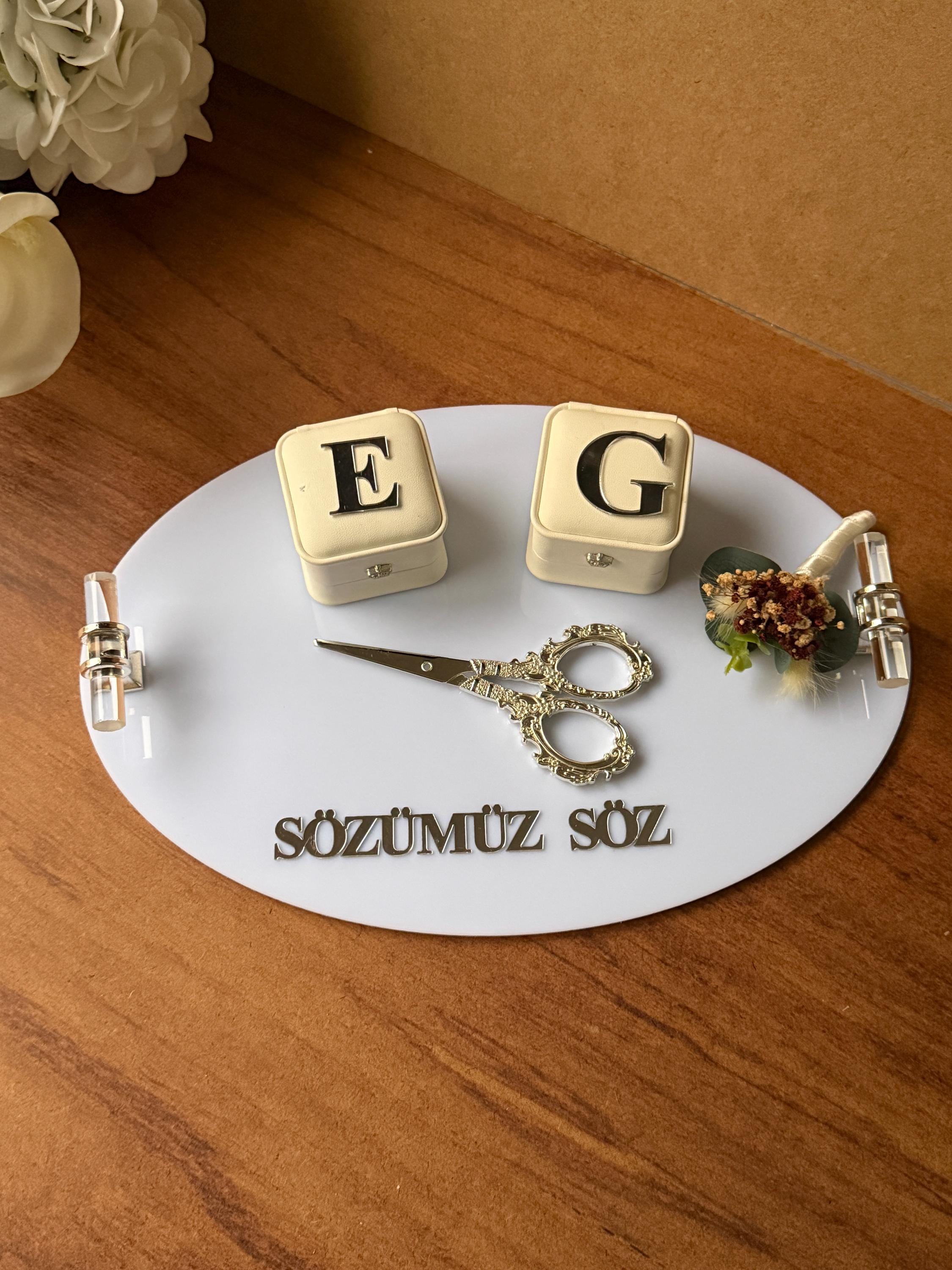 Söz Tepsi Set - Nisan Tepsi + Söz Tepsi Set, Nişan Söz Düğün, Personalized Acrylic Gift, Wedding Gift, Bridal Decor