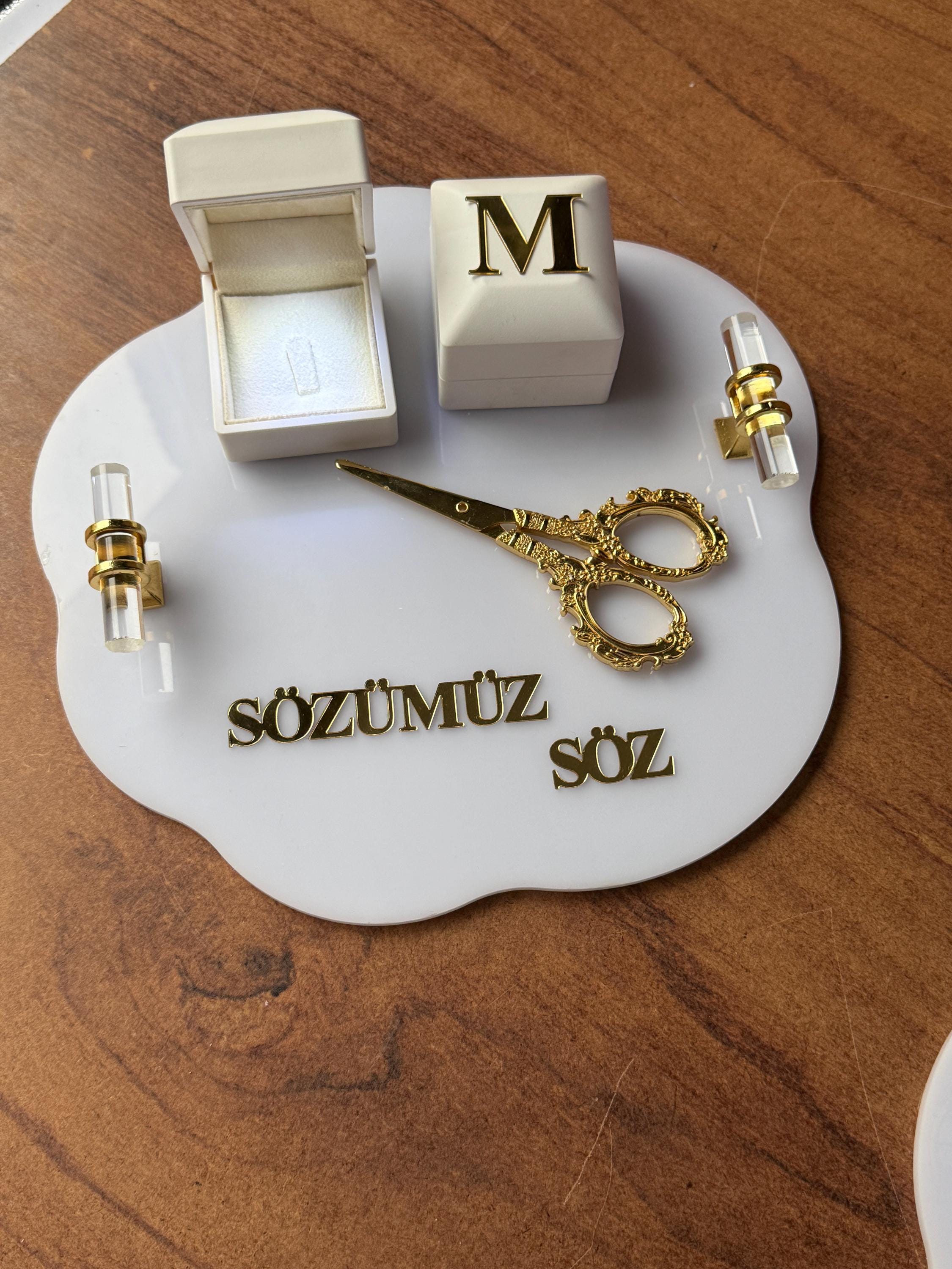 Söz Tepsi Set - Nisan Tepsi + Söz Tepsi Set, Nişan Söz Düğün, Personalized Acrylic Gift, Wedding Gift, Bridal Decor
