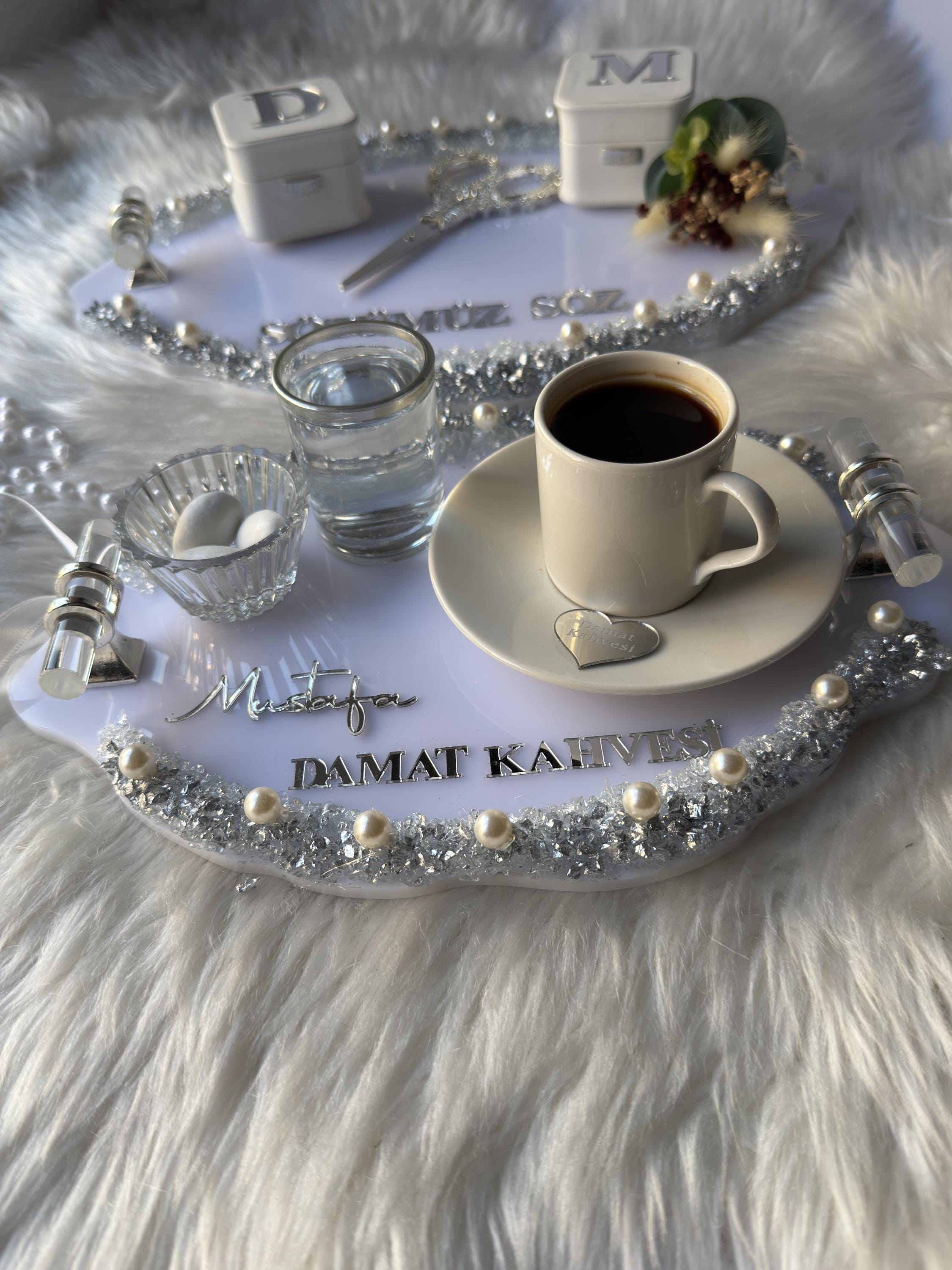 Söz Tepsisi Set | Ring Holder Tray Set for Söz, Nişan, Nikah - Wedding Ceremony Decor, Tepsi Seti, Turkish Tray
