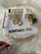 Soz Tepsi Set - Ring Holder Tray Set, Söz, Nişan, Nikah, Wedding Ceremony Decor, Wedding Gift, Bridal Decor