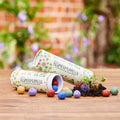 Dose mit 25 bunten Blumenmurmeln